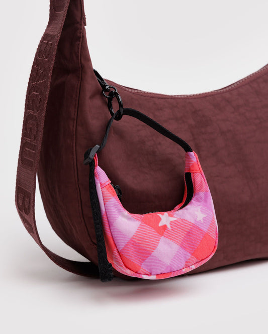Crescent Bag Charm Pink Star Plaid | Baggu Discount