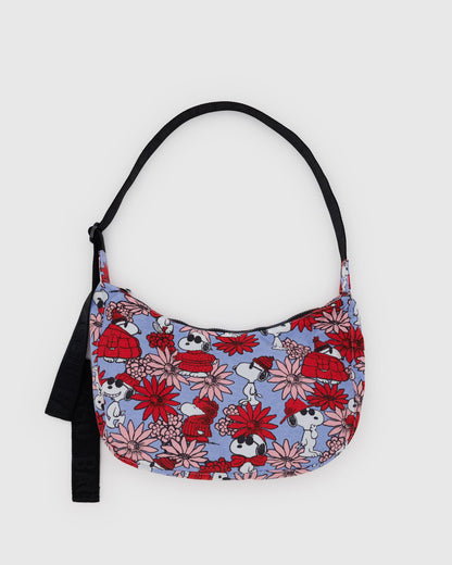 Medium Nylon Crescent Bag Floral Snoopy | Baggu Best Seller