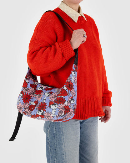 Medium Nylon Crescent Bag Floral Snoopy | Baggu Best Seller