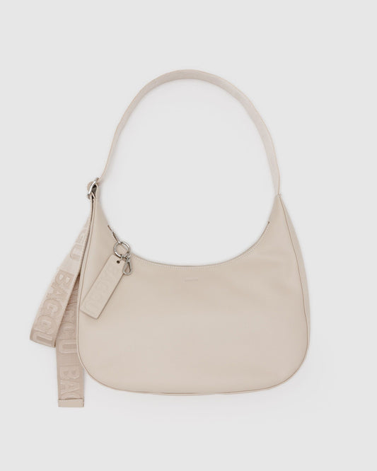 Medium Recycled Leather Crescent Bag Stone | Baggu Special Offer