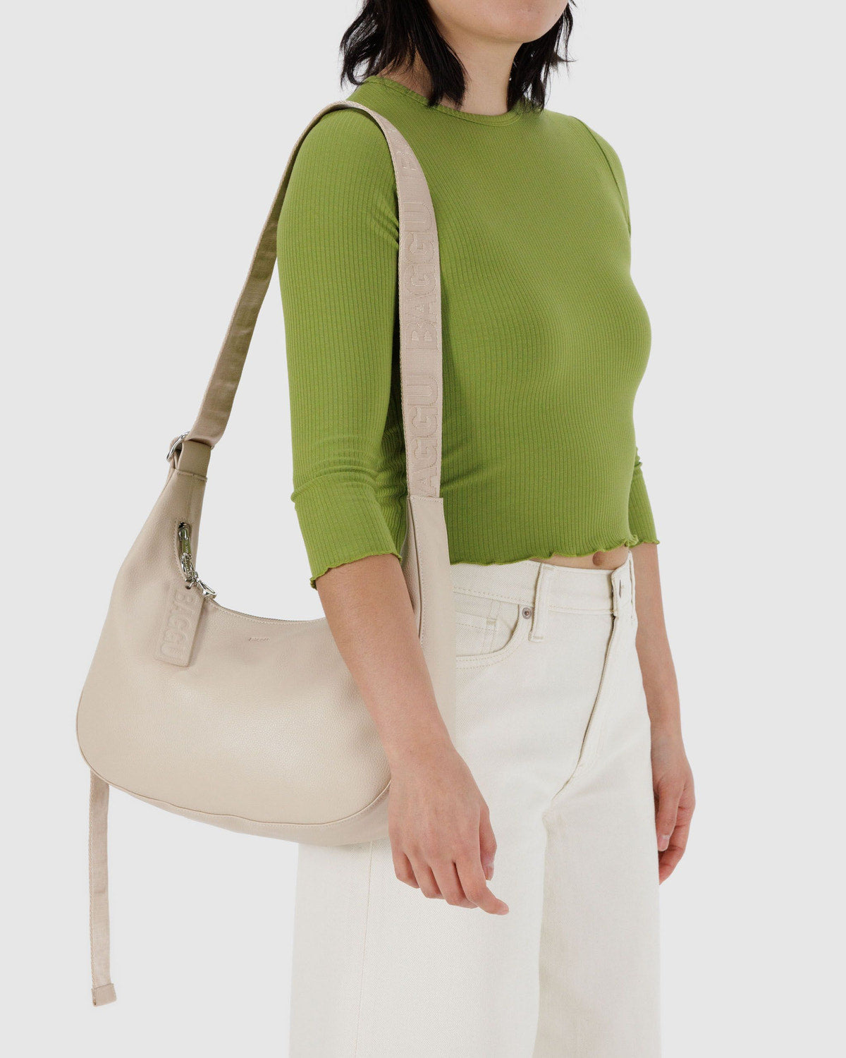 Medium Recycled Leather Crescent Bag Stone | Baggu Special Offer