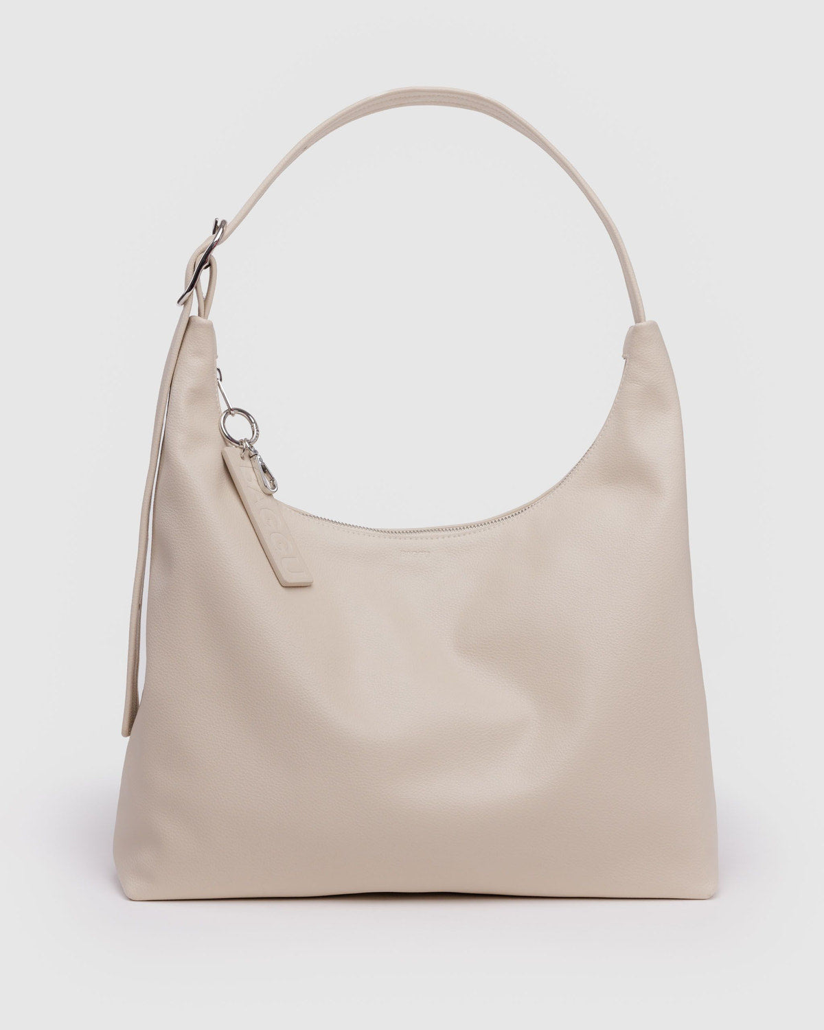 Recycled Leather Shoulder Bag Stone | Baggu Featured