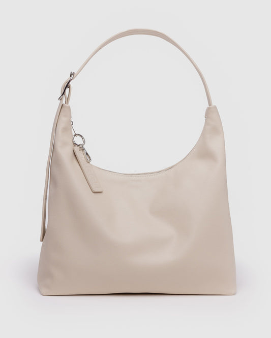 Recycled Leather Shoulder Bag Stone | Baggu Featured