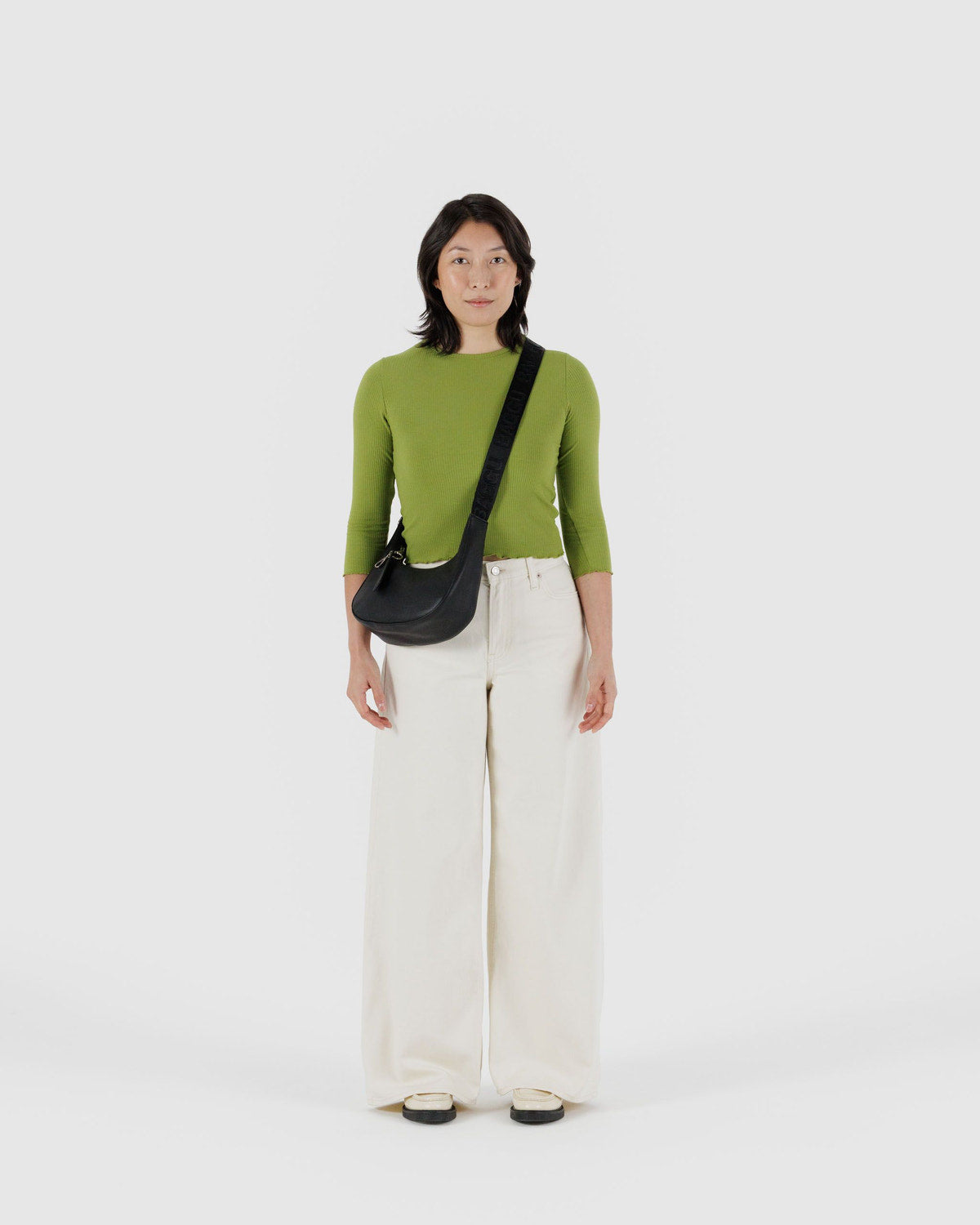 Small Recycled Leather Crescent Bag Black | Baggu Special Offer