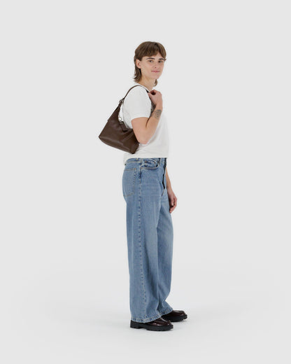 Mini Recycled Leather Shoulder Bag Brown | Baggu Deals