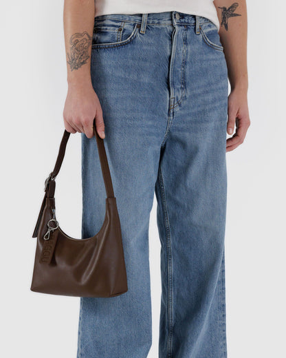 Mini Recycled Leather Shoulder Bag Brown | Baggu Deals