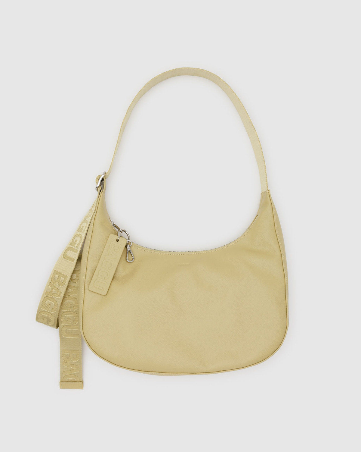 Medium Recycled Leather Crescent Bag Straw | Baggu Popular