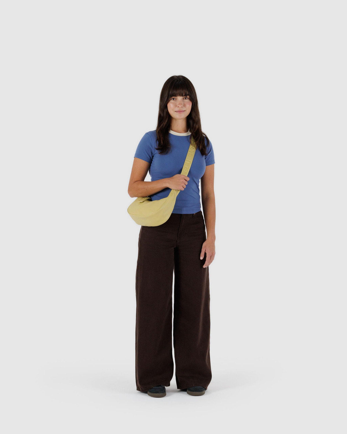 Small Recycled Leather Crescent Bag Straw | Baggu Signature