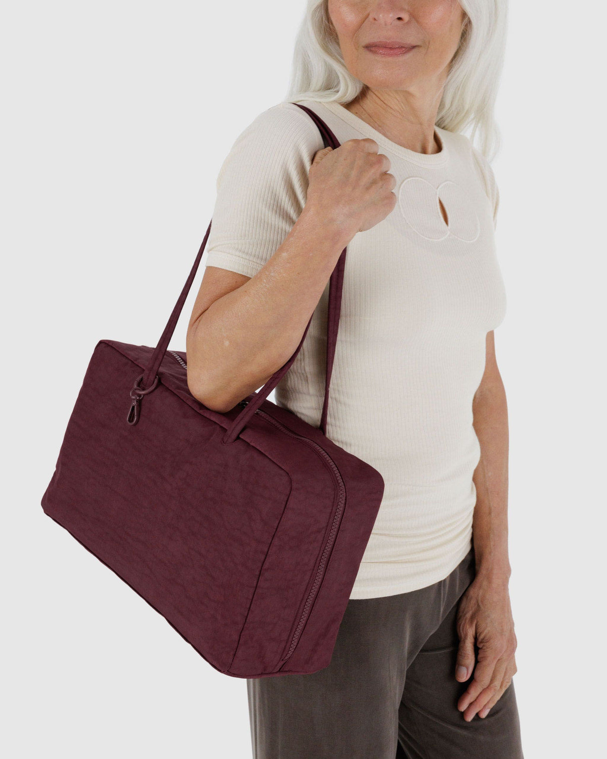 Medium Nylon Bowler Bag Mahogany | Baggu Signature