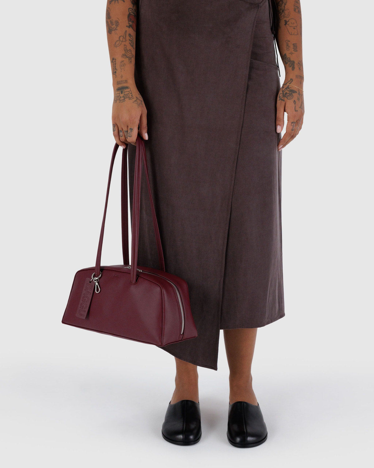 Recycled Leather Bowler Bag Mahogany | Baggu Discount