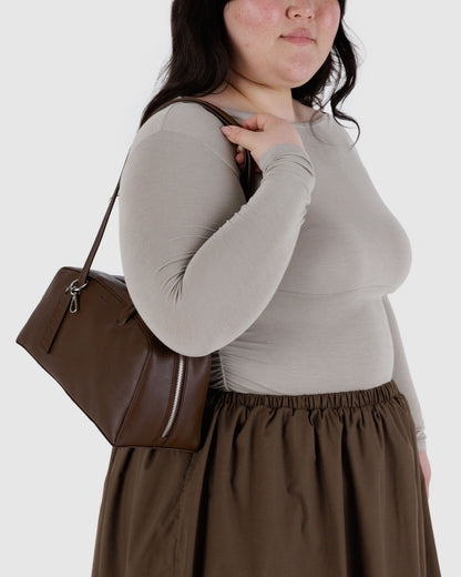 Recycled Leather Bowler Bag Brown | Baggu Best Seller