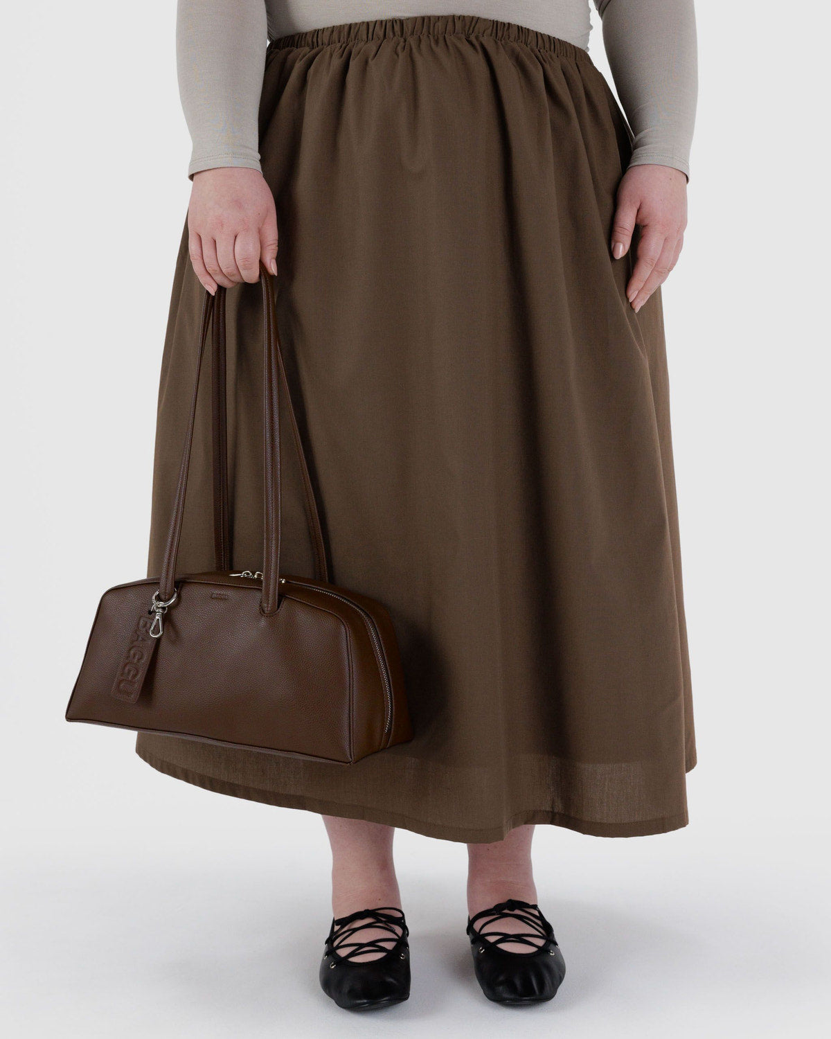 Recycled Leather Bowler Bag Brown | Baggu Best Seller