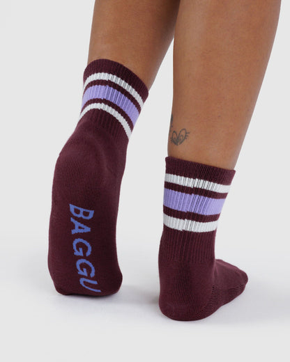 Ribbed Sock Mahogany Stripe | Baggu Smart Buy