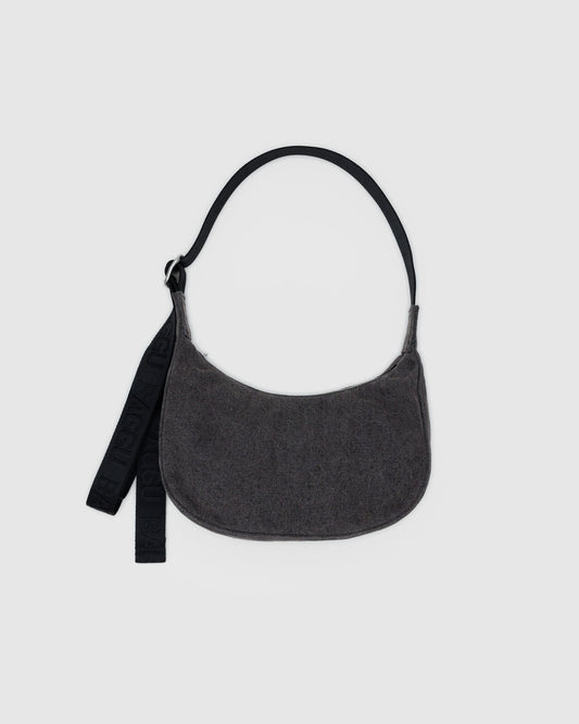 Small Denim Crescent Bag Washed Black Denim | Baggu Smart Buy
