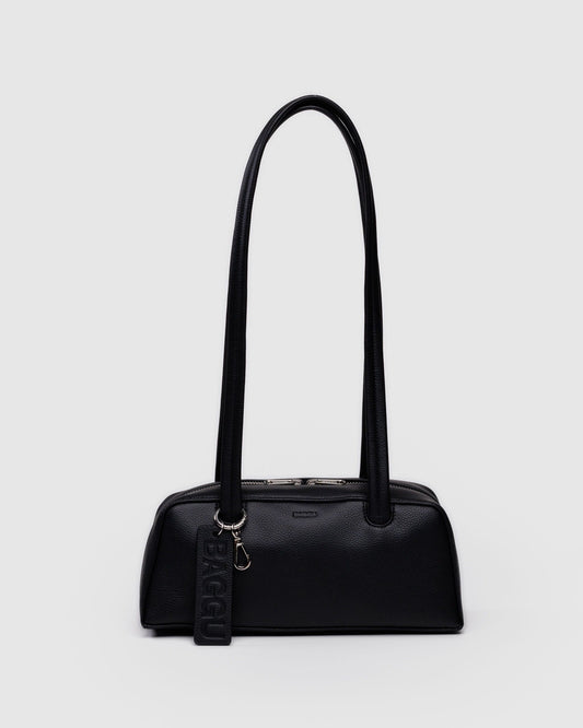Small Recycled Leather Bowler Bag Black | Baggu Recommended