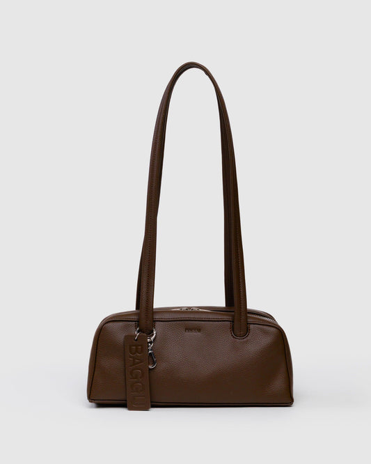 Small Recycled Leather Bowler Bag Brown | Baggu Deals