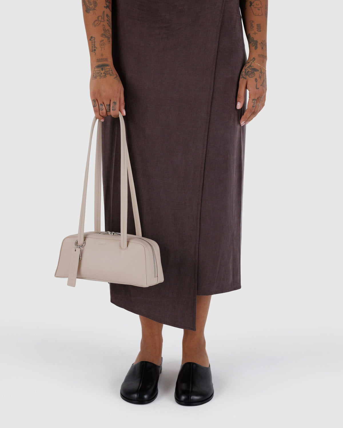 Small Recycled Leather Bowler Bag Stone | Baggu Discount