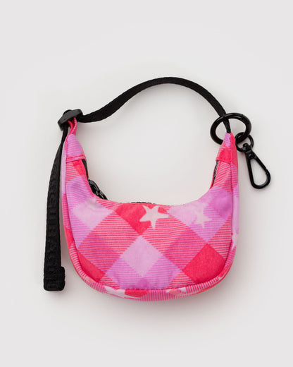 Crescent Bag Charm Pink Star Plaid | Baggu Discount