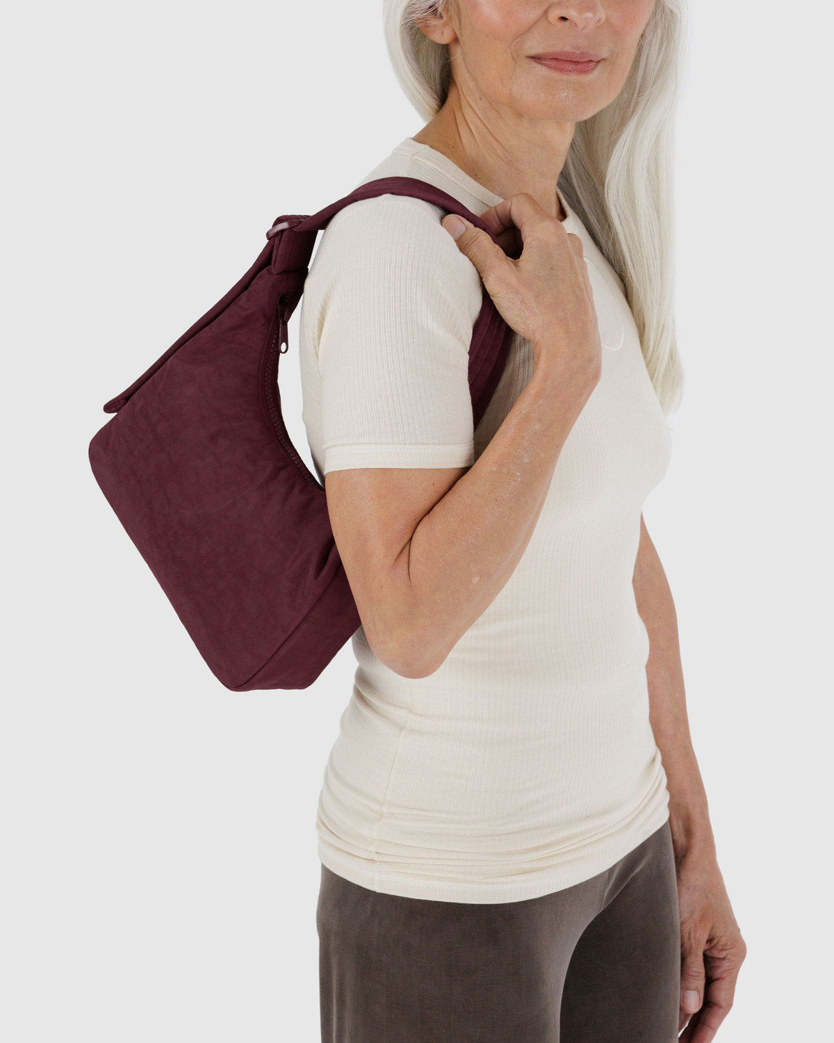 Mini Nylon Shoulder Bag  Mahogany | Baggu Everyday