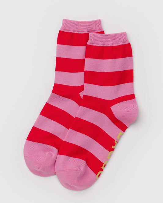 Crew Sock Pink Stripe | Baggu Signature
