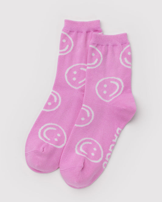 Crew Sock Pink Happy | Baggu Quality