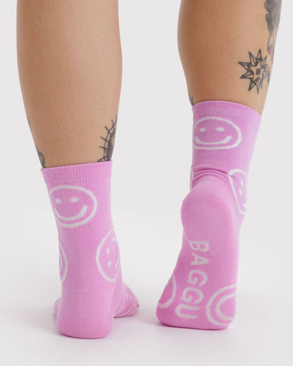 Crew Sock Pink Happy | Baggu Quality