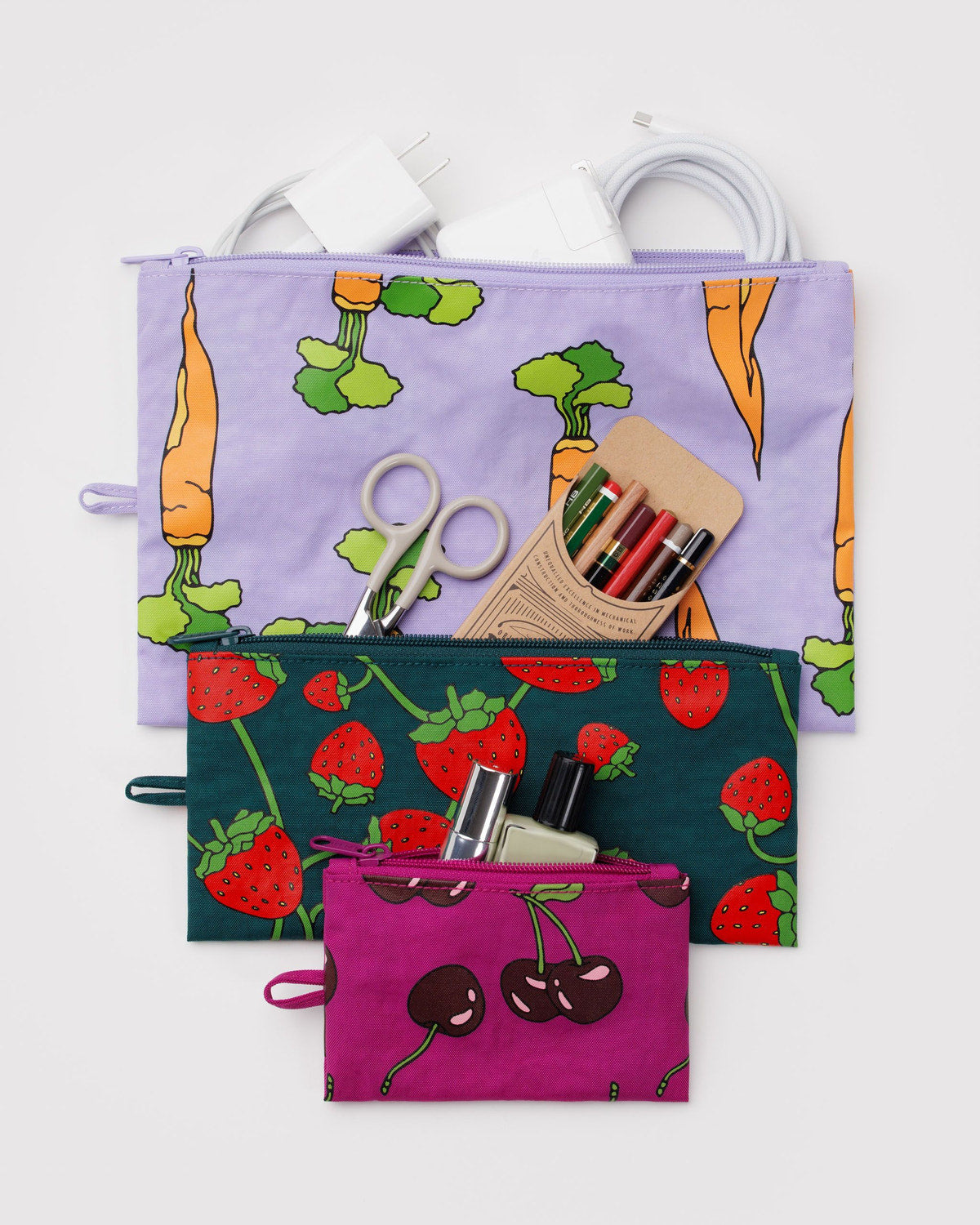 Flat Pouch Set Carrots & Berries | Baggu Deals