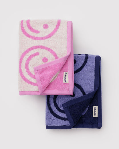 Hand Towel Set of 2 Happy Pink Blue | Baggu Popular
