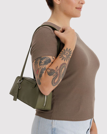 Small Recycled Leather Bowler Bag Loden | Baggu Hot Sale