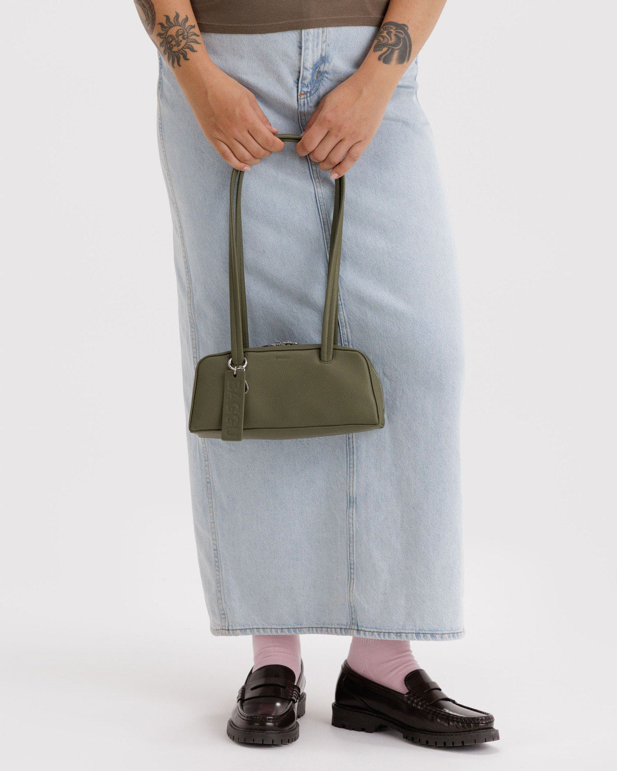 Small Recycled Leather Bowler Bag Loden | Baggu Hot Sale