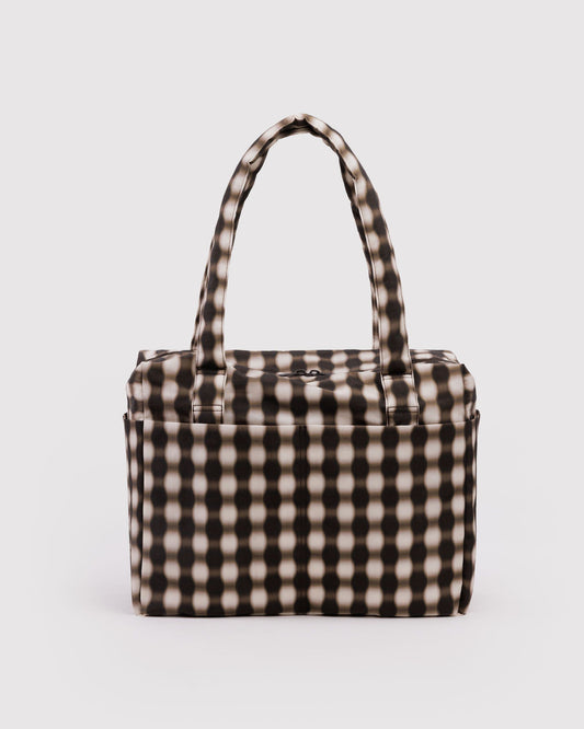 Small Cloud Carry-On Blurred Gingham Brown | Baggu Sale