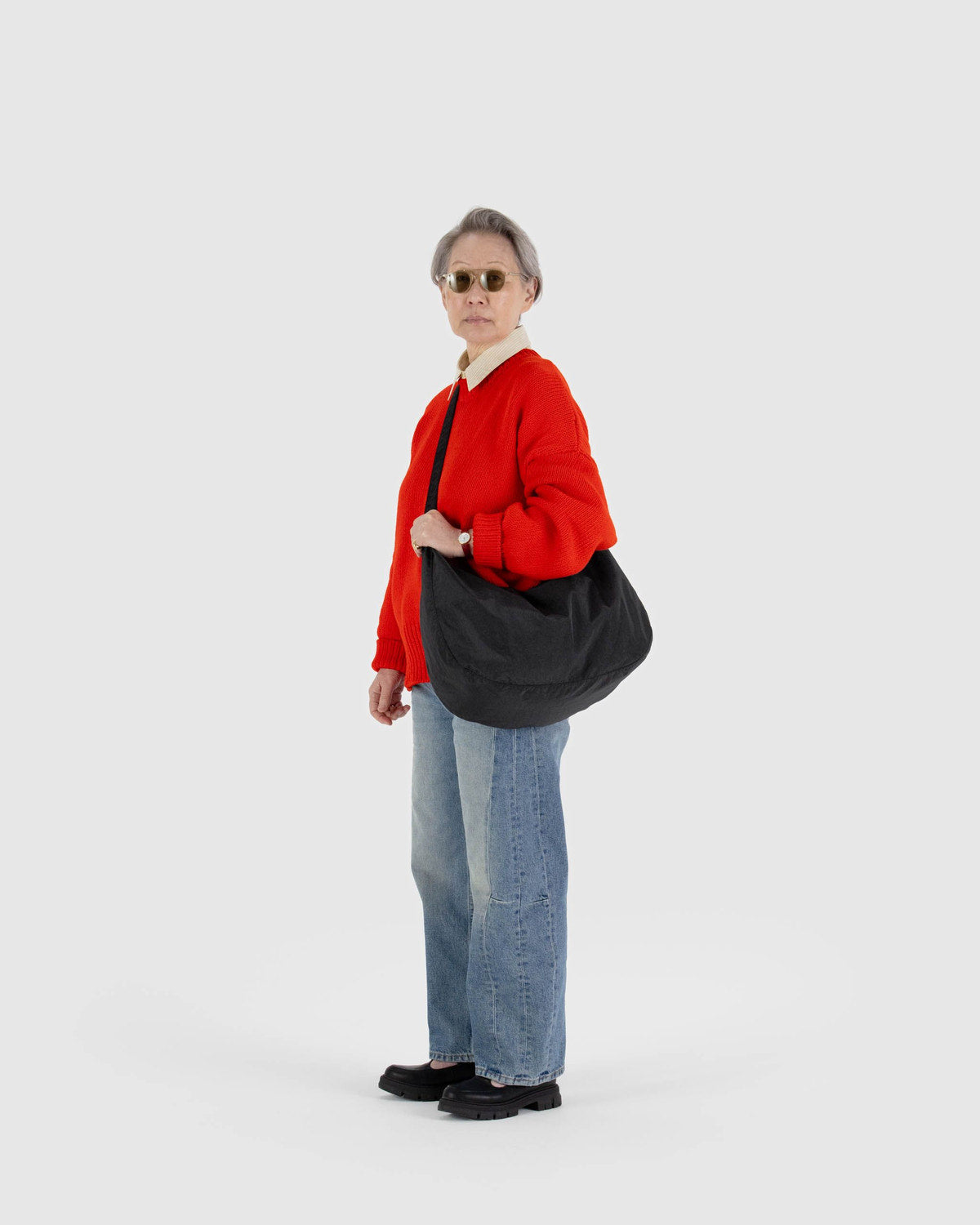 Large Nylon Crescent Bag Black | Baggu Value
