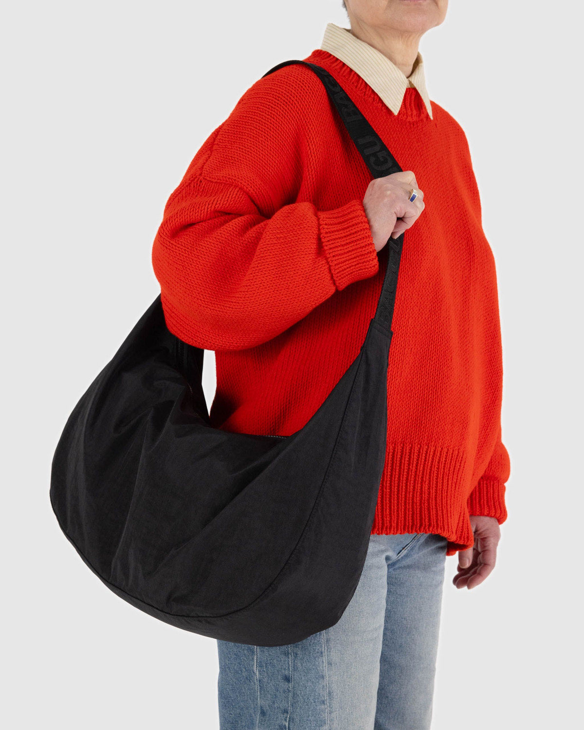 Large Nylon Crescent Bag Black | Baggu Value