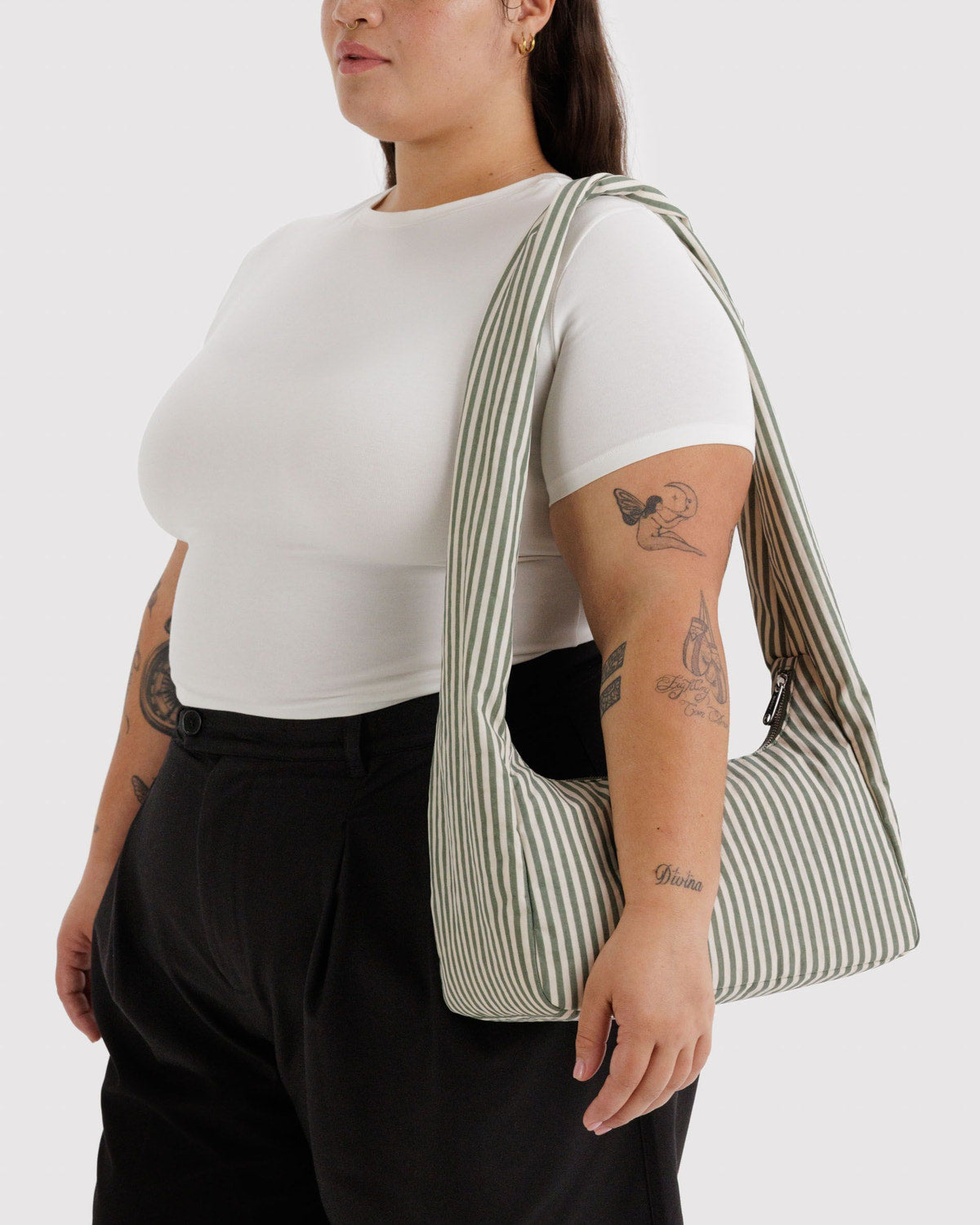 Nylon Meringue Bag Sage Stripe | Baggu Best Seller