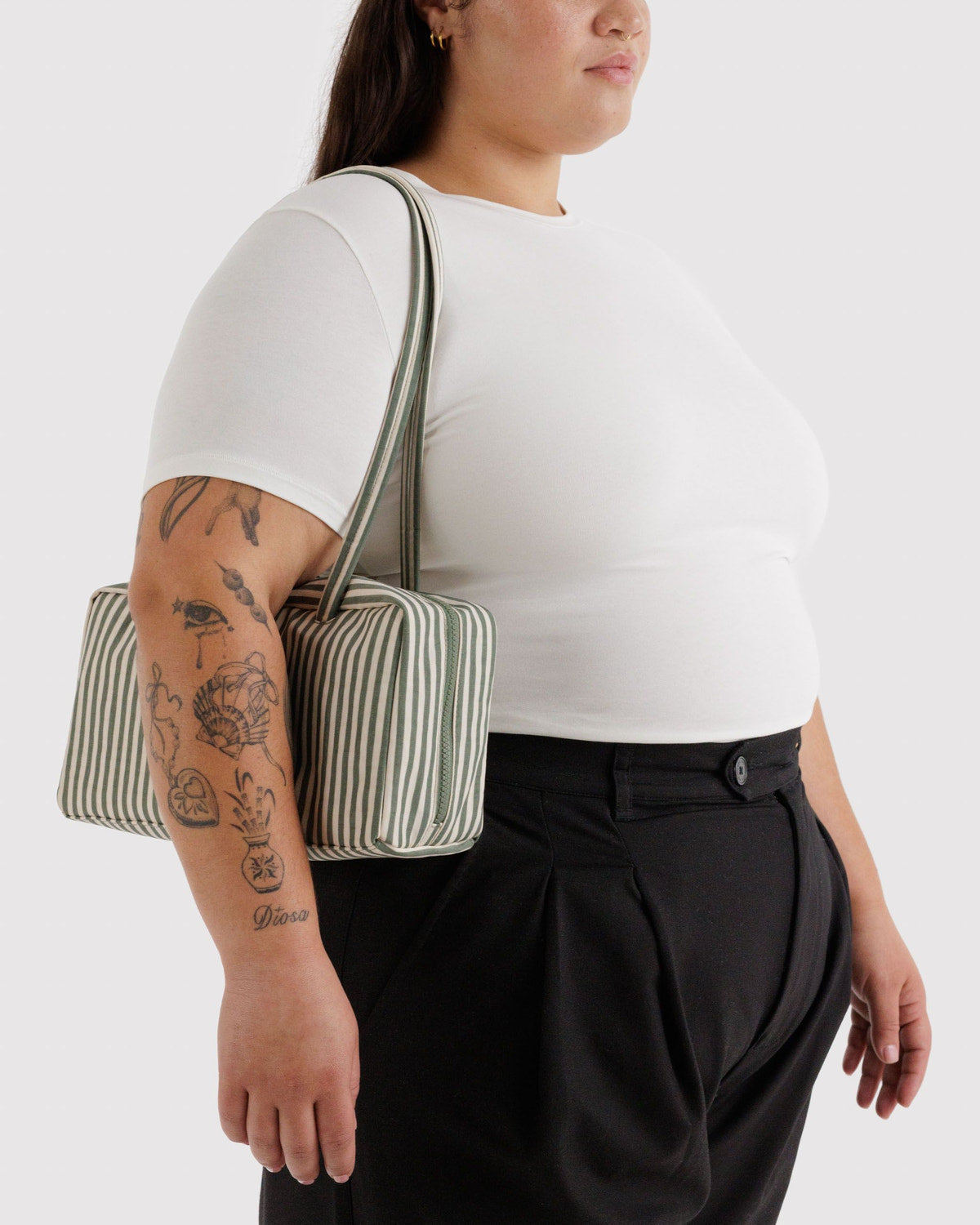 Nylon Bowler Bag Sage Stripe | Baggu Customer Favorite