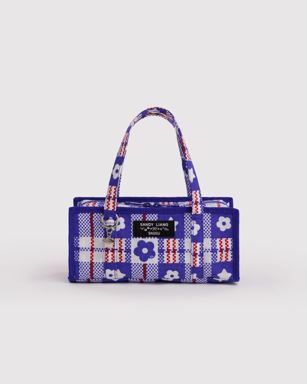 Mini Nylon Market Bag Market Plaid Blue | Baggu Popular