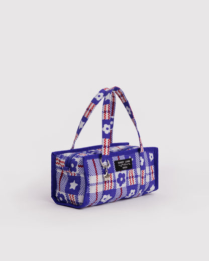 Mini Nylon Market Bag Market Plaid Blue | Baggu Popular
