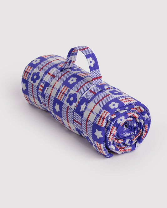 Puffy Picnic Blanket Market Plaid Blue | Baggu Trusted